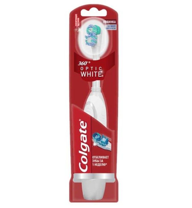 Colgate 360 Optic White Зубная щетка электрическая средняя, щетка зубная, 1 шт.