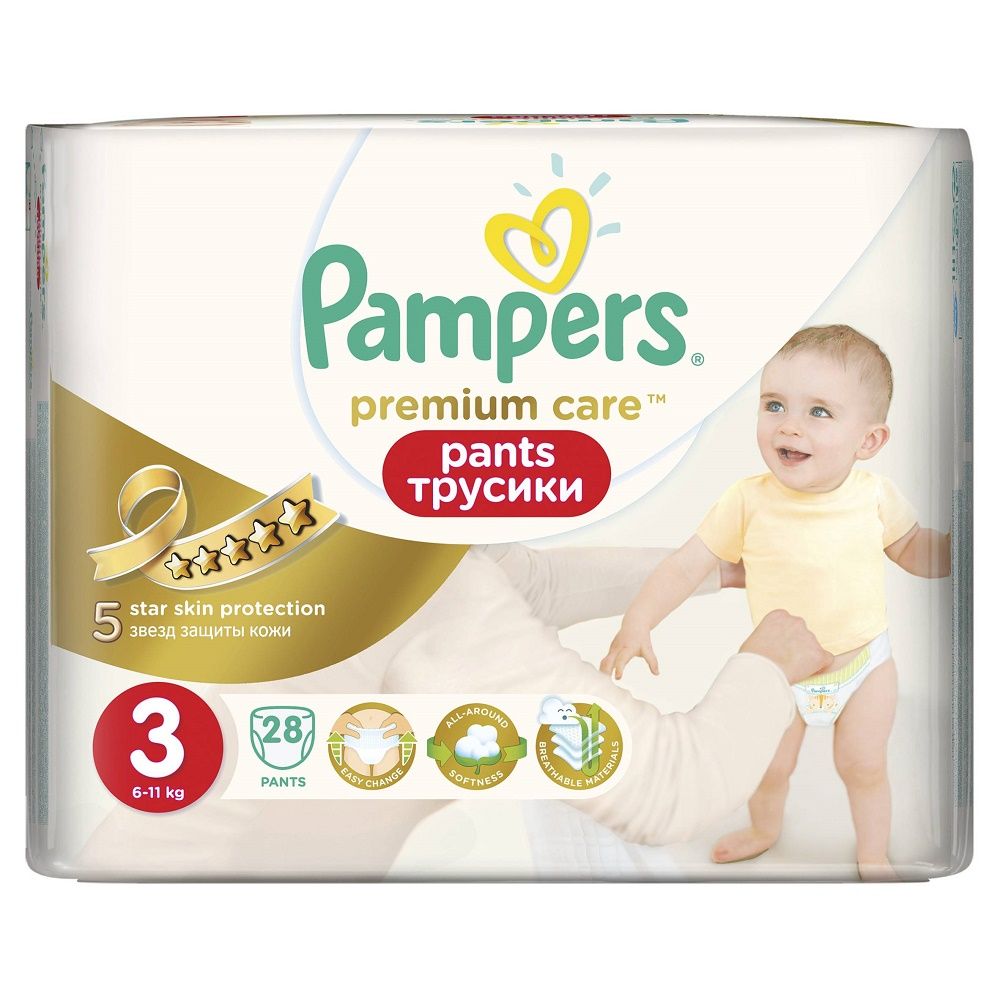 Pampers Premium Care pants Подгузники-трусики детские, р. 3, 6-11 кг, 28 шт.
