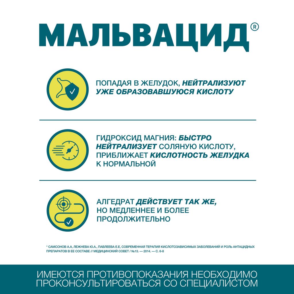 Мальвацид, 400мг+400мг, таблетки жевательные, без сахара мята, 12 шт.