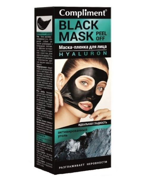 Compliment Black Mask Hyaluron Маска-пленка для лица, маска для лица, 80 мл, 1 шт.