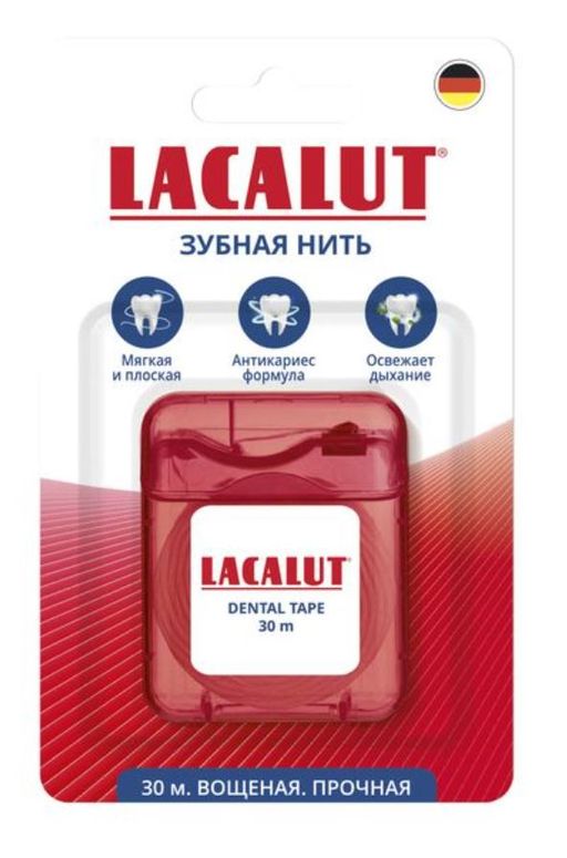 Lacalut Dental Tape Нить зубная вощеная прочная с фторидом, 1 шт.