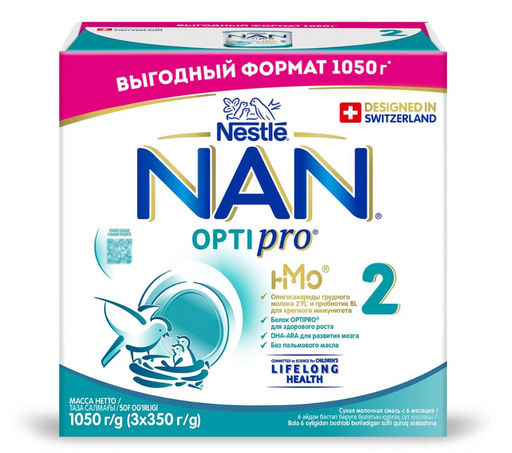 NAN 2 Optipro Смесь молочная, для детей с 6 месяцев, смесь молочная сухая, 1050 г, 1 шт.