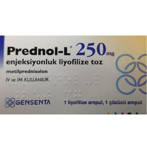 Преднол-Л, 250 мг, лиофилизат для приготовления раствора для внутривенного и внутримышечного введения, вода для инъекций растворитель 4мл, 1 шт.
