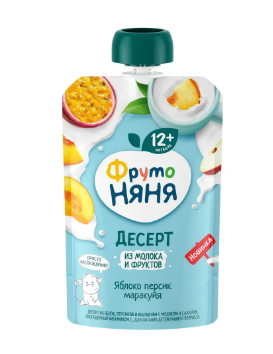 Фрутоняня Десерт, пюре, яблоко персик маракуйя, 90 г, 1 шт.