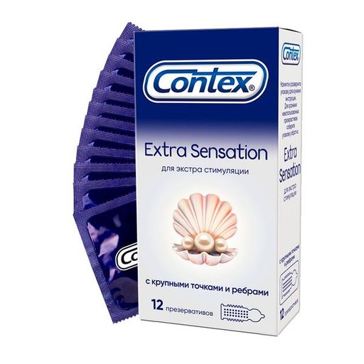 Презервативы Contex Extra sensation, презервативы, с крупными точками и ребрами, 12 шт.