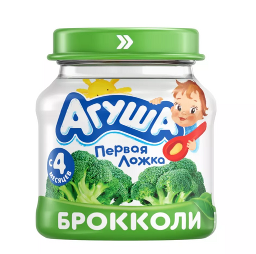 Агуша Пюре овощное Брокколи, для детей с 4 месяцев, пюре, 80 г, 1 шт.