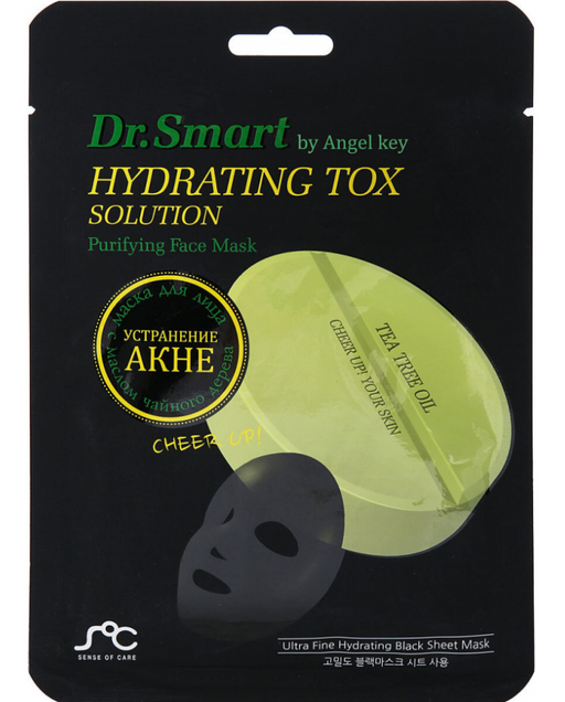 Dr.Smart Hydrating tox solution Тканевая маска для лица, маска, для проблемной кожи лица с маслом чайного дерева, 1 шт.