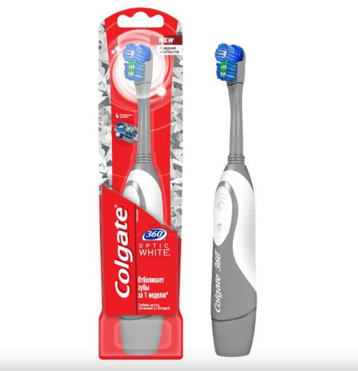 Colgate 360 Optic White Зубная щетка электрическая средняя, щетка зубная, 1 шт.