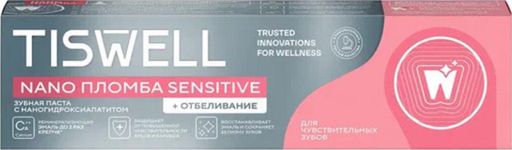 Tiswell Зубная паста реминерализующая с наногидроксиапатитом + отбеливание, паста зубная, для чувствительных зубов, 110 г, 1 шт.