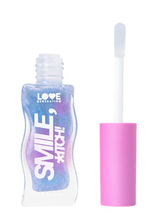 Love Generation Блеск для губ Lipgloss Smile *itch!, тон 08 прозрачный с голубыми сияющими частицами, 10 мл, 1 шт.
