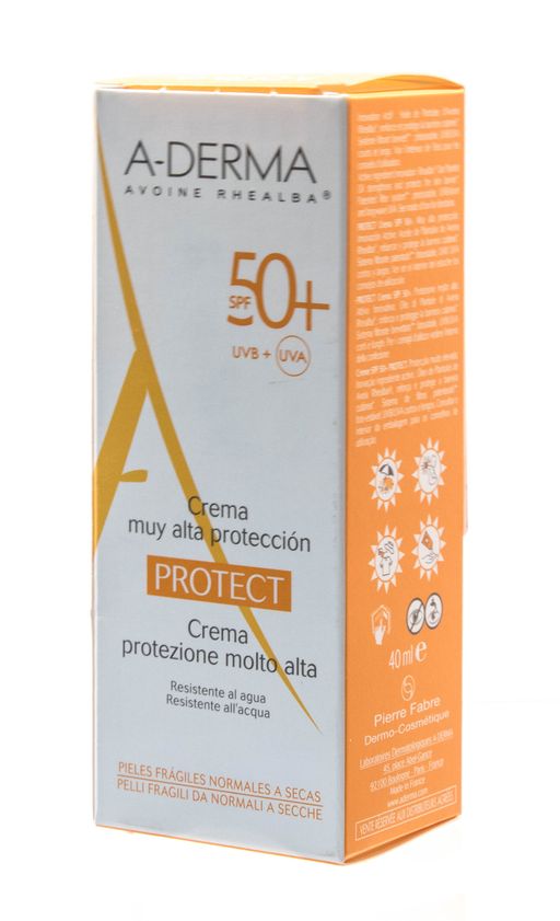 A-Derma Protect Крем солнцезащитный SPF 50+, крем для лица, 40 мл, 1 шт.