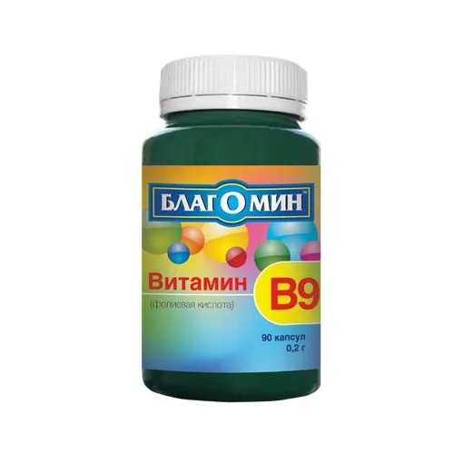 Благомин Витамин В9 (Фолиевая кислота), 500 мкг, капсулы, 90 шт.