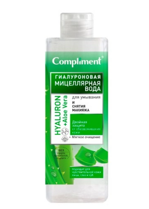 Compliment Гиалуроновая мицеллярная вода, мицеллярная вода, hyaluron+aloe vera, 500 мл, 1 шт.