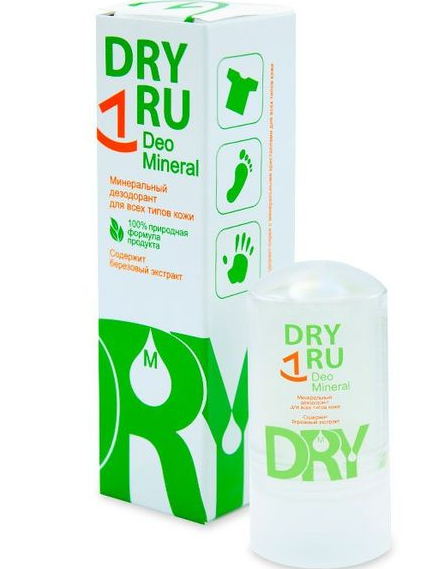 Dry Ru Deo Mineral Дезодорант минеральный, для всех типов кожи, 60 г, 1 шт.