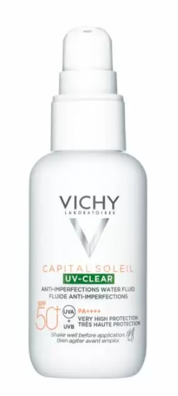 Vichy Capital Soleil UV-Сlear Солнцезащитный флюид для лица SPF50, флюид, для проблемной кожи, 40 мл, 1 шт.